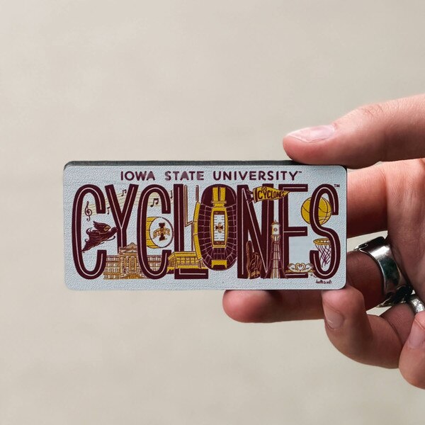 Iowa State Cyclones Doodles Ink Wood Magnet